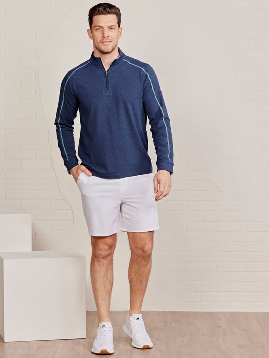 Carrollton Lightweight Quarter Zip - Classic Navy Heather/Waterfall Heather