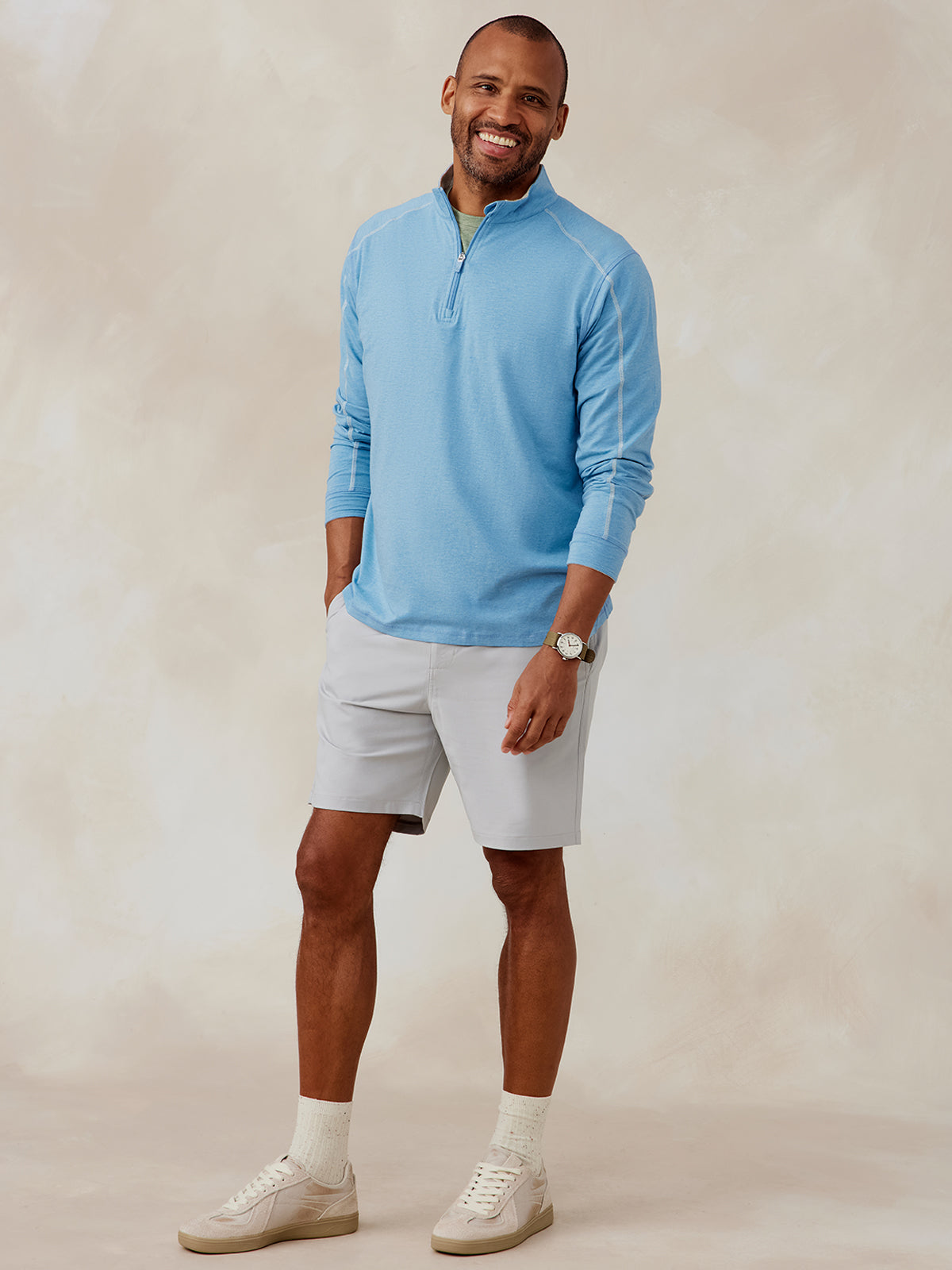 Carrollton Lightweight Quarter Zip - Skylight Heather