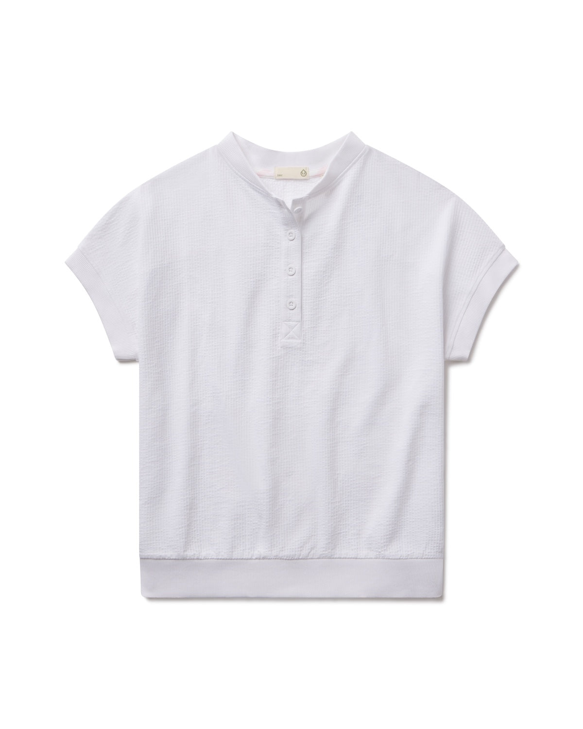 Villa Knit Seersucker Short Sleeve Henley - White
