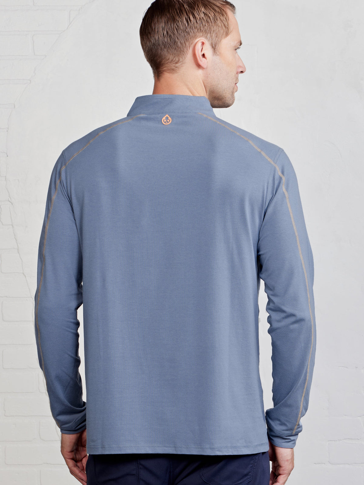Carrollton Lightweight Quarter Zip - Anchor/Papaya