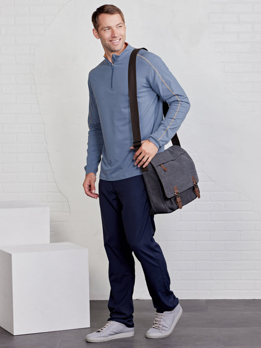 Carrollton Lightweight Quarter Zip - Anchor/Papaya