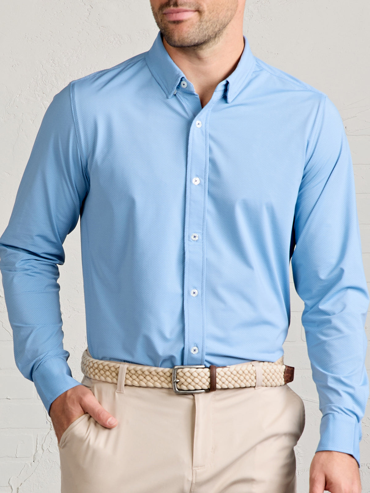 Wayfarer Tailored Fit Knit Button Down - Polar Dash Oxford