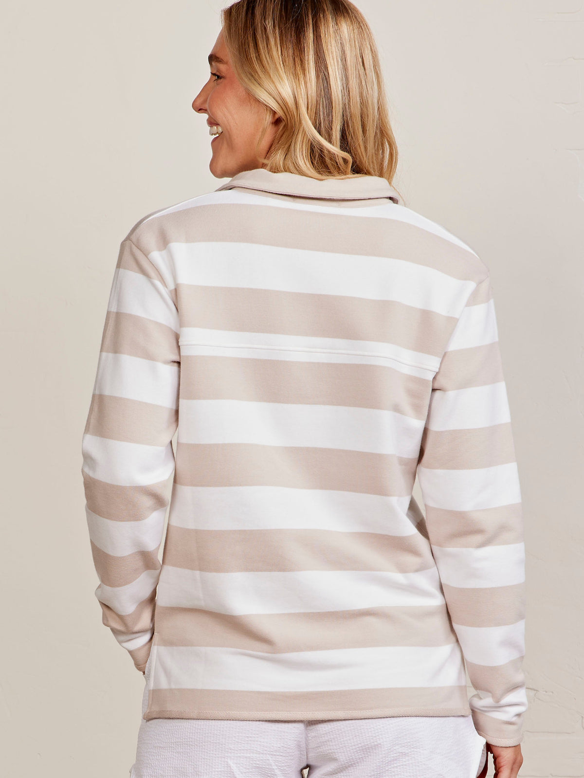 French Terry Polo Sweatshirt - Stripe