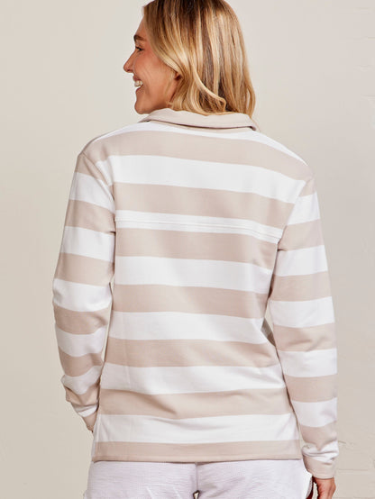 French Terry Polo Sweatshirt - Stripe