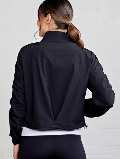 Jet Set Ruched Windbreaker - Black