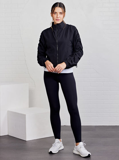 Jet Set Ruched Windbreaker - Black