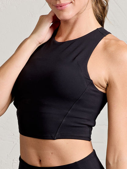 Sculptive Crop Tank with Built-in Bra - Black