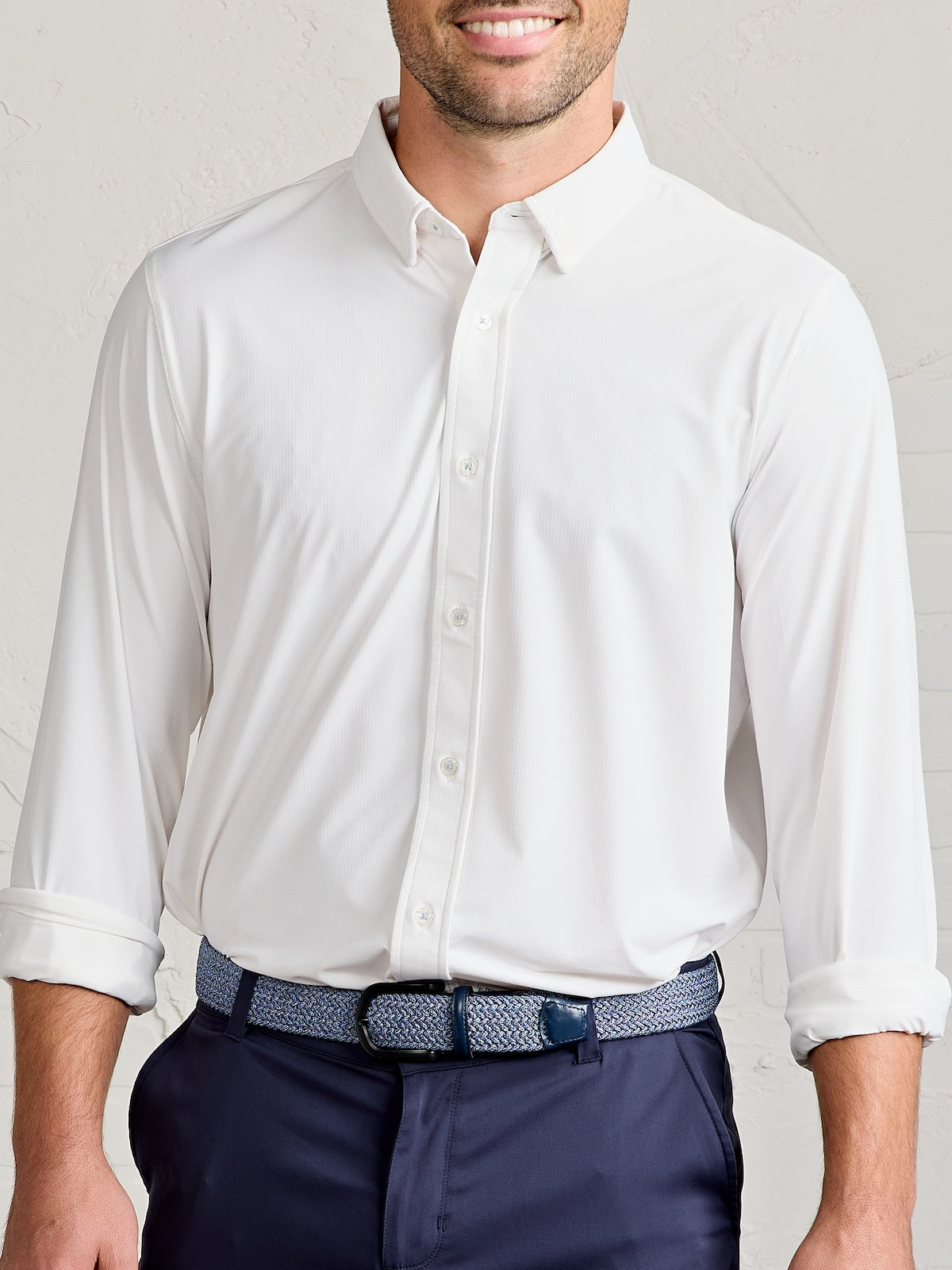 Wayfarer Tailored Fit Knit Button Down - White Diamond Oxford