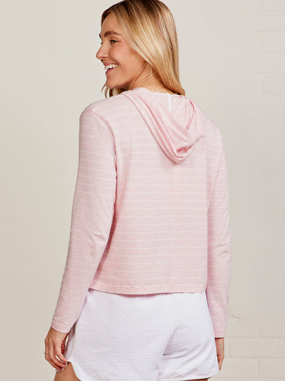 Boardwalk Stripe Pocket Hoodie - Pink Grapefruit Heather/White