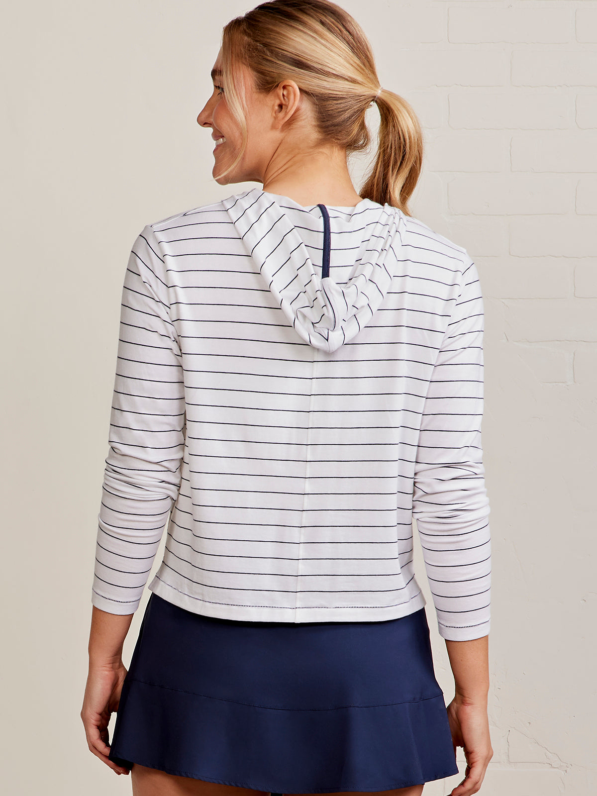 Boardwalk Stripe Pocket Hoodie - White/Classic Navy