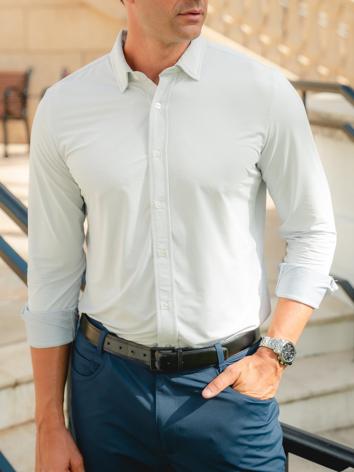 Wayfarer Classic Fit Knit Button Down - French Blue Dash Oxford