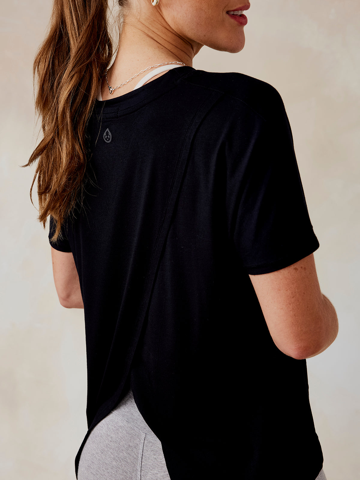 Uptown Luxe Cross Back T-Shirt - Black