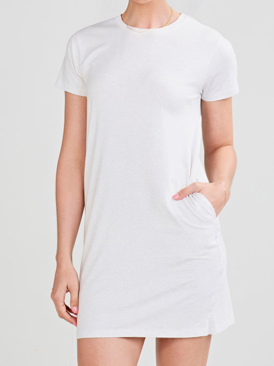 All Day T-Shirt Dress - Coconut Heather