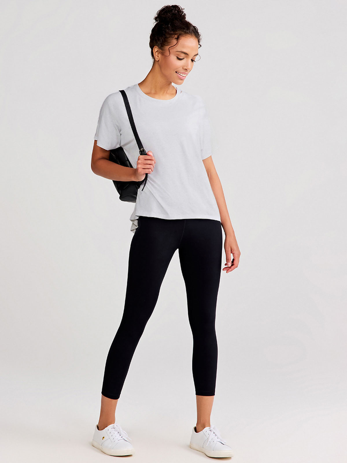 Uptown Luxe Cross Back T-Shirt - Light Heather Gray
