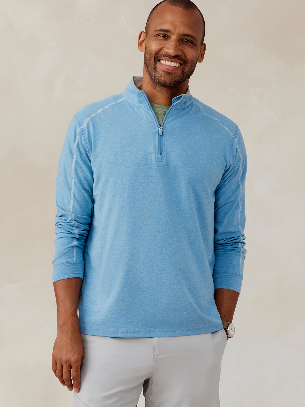 Carrollton Lightweight Quarter Zip - Skylight Heather