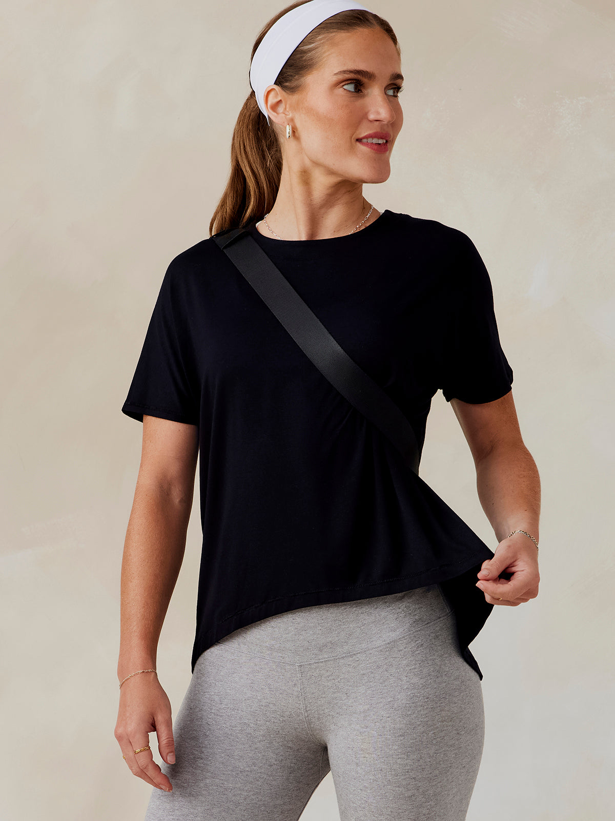 Uptown Luxe Cross Back T-Shirt - Black
