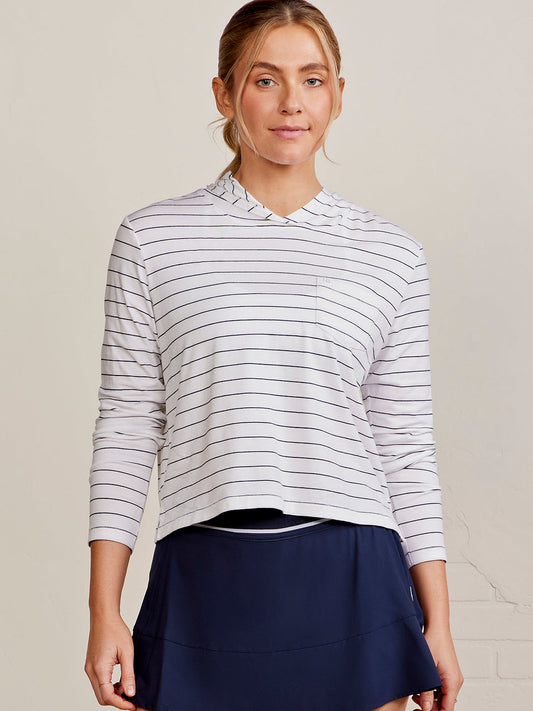 Boardwalk Stripe Pocket Hoodie - White/Classic Navy