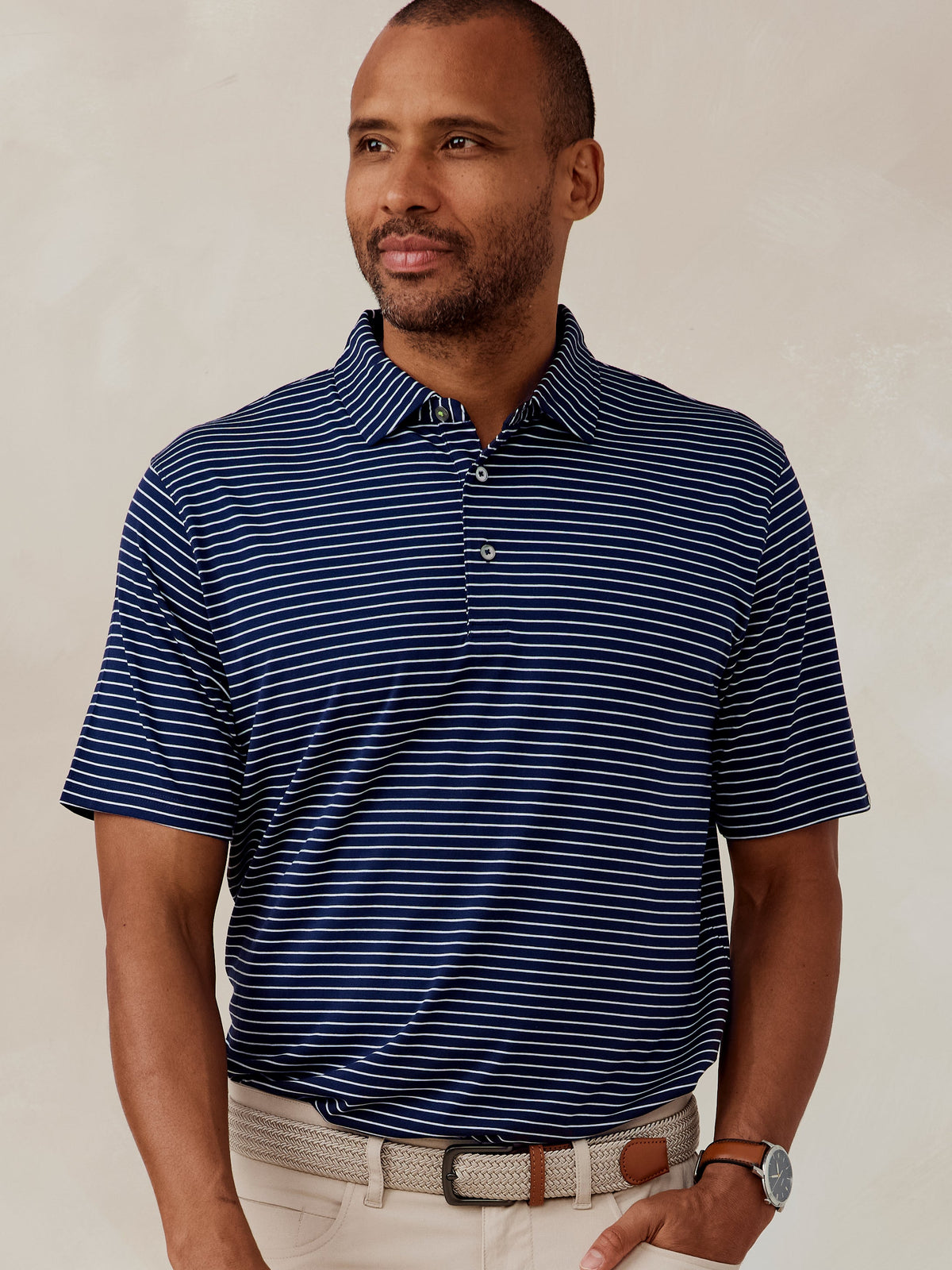 Cloud Polo Brookline Stripe - Classic Navy/White