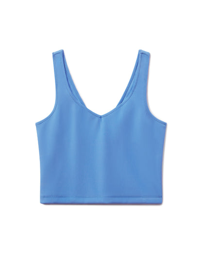 Sculptive Rib Crop Tank - Blue Topaz
