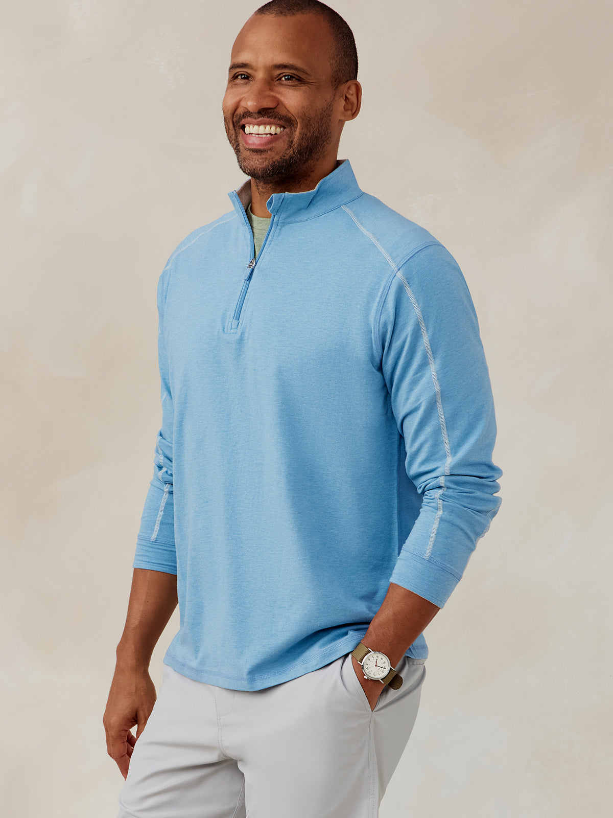 Carrollton Lightweight Quarter Zip - Skylight Heather