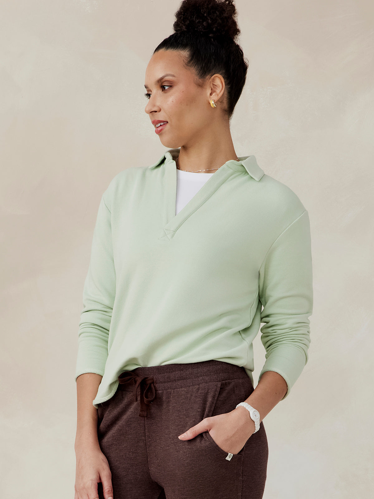 French Terry Polo Sweatshirt