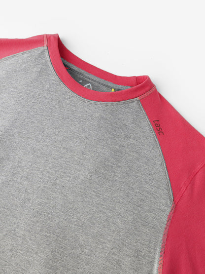 Carrollton Long Sleeve Baseball T-Shirt - Light Heather Gray/Crimson