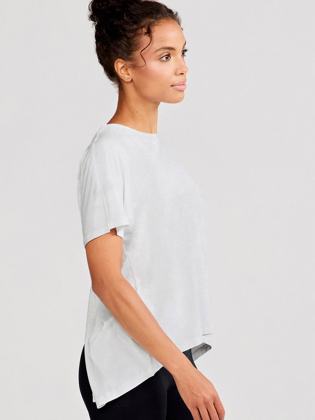Uptown Luxe Cross Back T-Shirt - Light Heather Gray