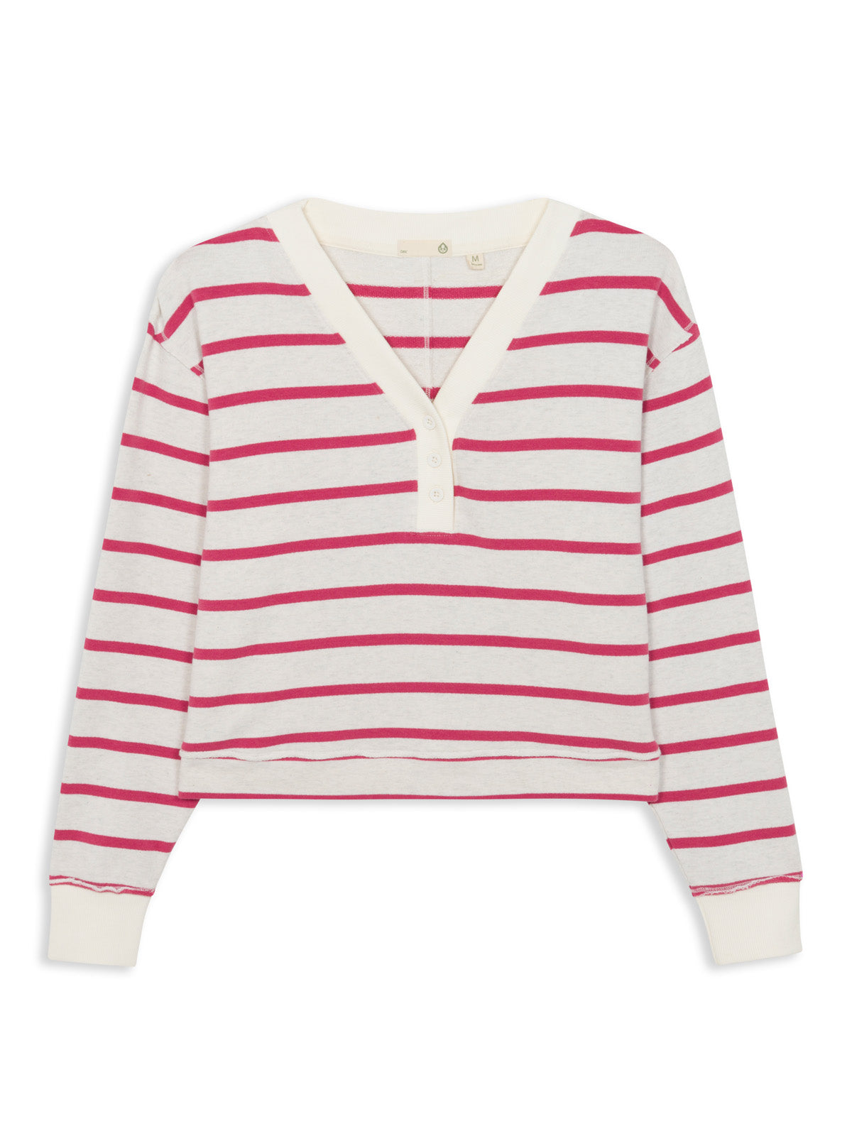 Varsity Henley Sweatshirt - Coconut Heather/Punch