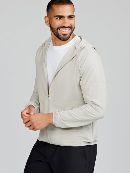 Swift Lightweight Hooded Windbreaker Jacket - Shale