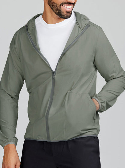 Swift Lightweight Hooded Windbreaker Jacket - Shale