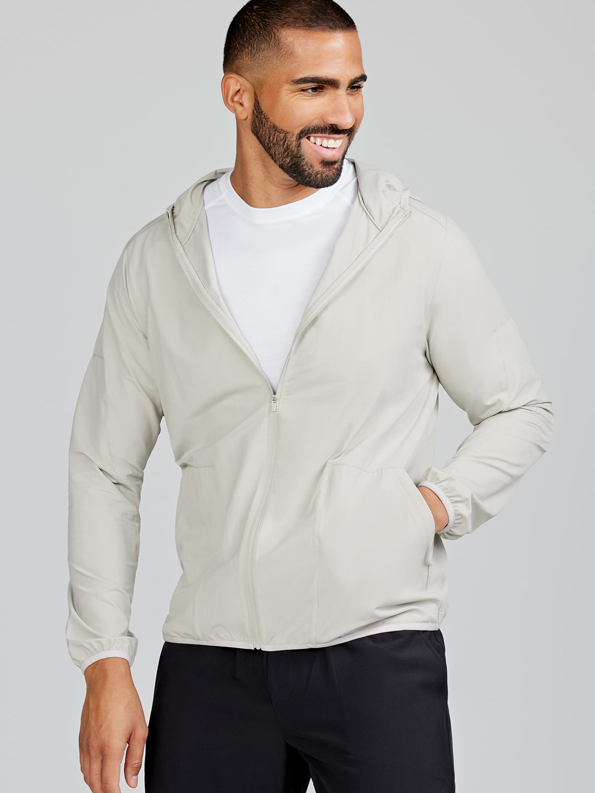 Swift Lightweight Hooded Windbreaker Jacket - Shale