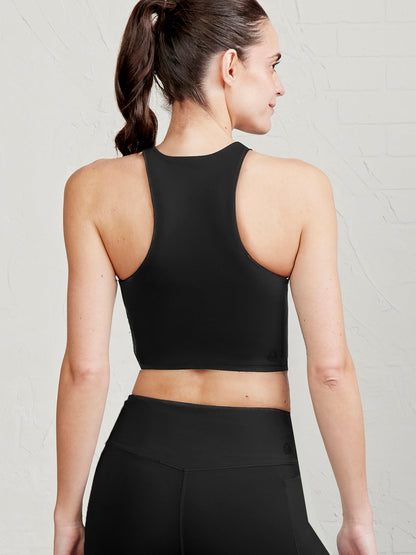 Sculptive Crop Tank with Built-in Bra - Black