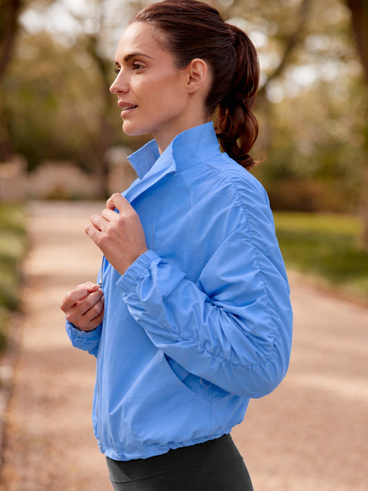 Jet Set Ruched Windbreaker - Blue Topaz