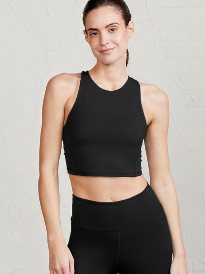 Sculptive Crop Tank with Built-in Bra - Black